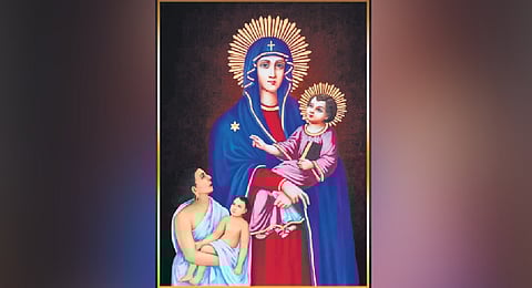 The sacred icon of the Virgin Mary, which also depicts Meenakshi Amma and her son