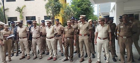 Police said a total of 2.25 kg of ganja and five swords and knives were seized from Selvamani’s residence in Guduvanchery. 