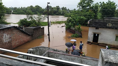 The entire village of Nallela village in Kuravi Mandal in Mahabubabad district was inundated late at night on Saturday due to the heavy downpour.