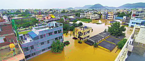 As many as 17 wards in Vijayawada were left marooned following the breach to Budameru Canal on Sunday