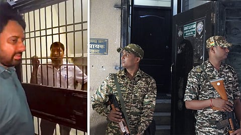 Aam Aadmi Party (AAP) MLA Amanatullah Khan during Enforcement Directorate's raids at his residence, in New Delhi