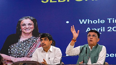Congress leader Pawan Khera addresses a press conference, in New Delhi, Monday.