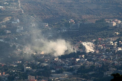 Smoke billows from a site targeted by Israeli shelling in the southern Lebanese village of Kfar Kila on September 1, 2024.
