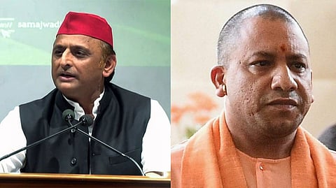Samajwadi Party chief Akhilesh Yadav (L), UP Chief Minister Yogi Adityanath