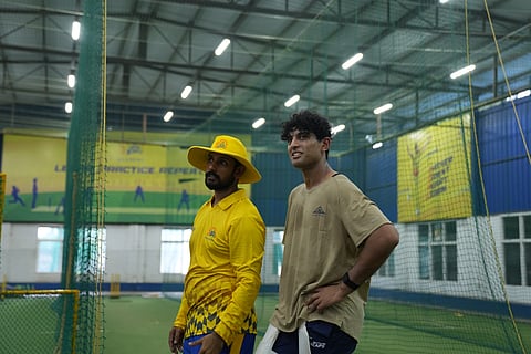 Rachin Ravindra with coach Sriram Krishnamurthy
