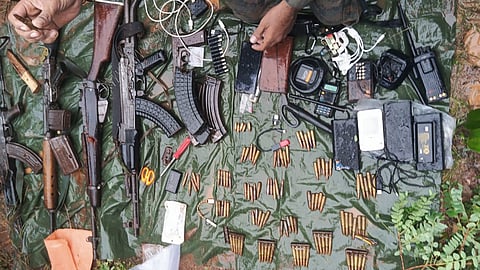 Recovered arms from Maoists.