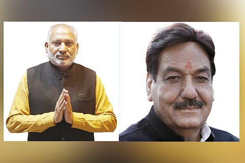 BJP legislator from Ratia reserve assembly constituency Lakshman Dass Napa (L) Haryana Minister Ranjit Singh Chautala