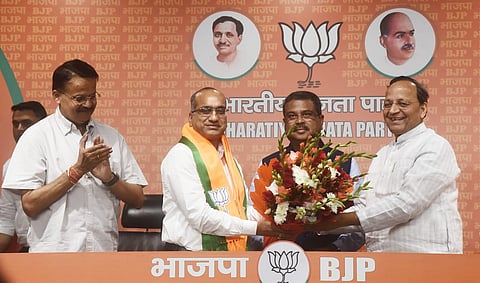 BJD Rajya Sabha MP Sujeet Kumar Joined BJP in the Presence of BJP Sr Leader Dharmendra Pradhan in New Delhi on Friday.