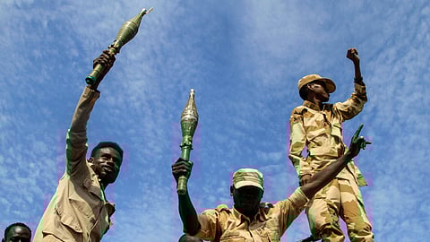 New members of Sudan's Gedaref State Police Department attend a graduation ceremony in Gedaref city in the east of the war-torn country