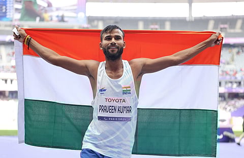 Praveen Kumar produced a 
season-best jump of 2.08m in a six-jumper field to finish on top of the podium.