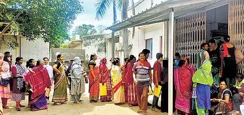 Queue in front of the Aadhaar centre in Sambalpur; express
