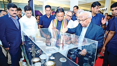 File Photo | RIR officials briefing Chief Minister Mohan Charan Majhi about the finished semiconductor products during the groundbreaking ceremony of the unit in Bhubaneswar