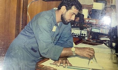 Cdr Vijay Vadhera (Retd) makes calculations from inside his cabin on Samudra.