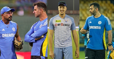 From Left - T Dilip, Ryan ten Doeschate,  Morne Morkel ,  Abhishek Nayar