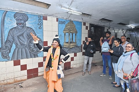 Chandra Keerthi conducts a guided walk in Majestic as Narada