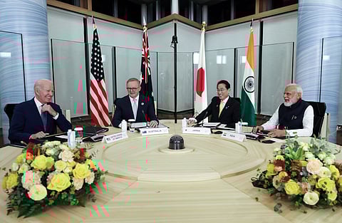 (L to R) US President Joe Biden, Australian PM Anthony Albanese, Japanese PM Fumia Kishida, and PM Narendra Modi during the Quad Leaders’ Summit in Hiroshima, Japan, May 20, 2023.