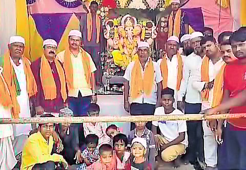 The Ganesha idol installed at a masjid in Hanumasagar village, Kushtagi taluk, Koppal district