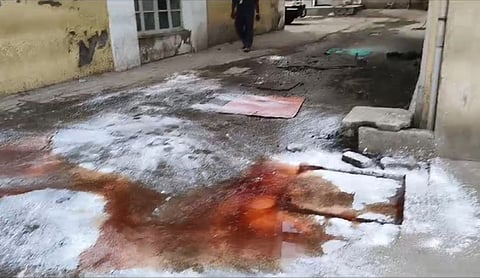 Overflowed drainage with blood stains from the mortuary of CMCH caused panic among the public on Saturday evening and the sanitary workers sprayed disinfectant to settle the issue temporarily.