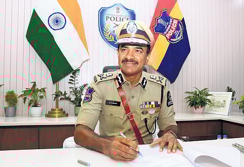 Senior IPS officer CV Anand takes charge as Hyderabad Commissioner of Police (CP) in Banjara Hills, Hyderabad, on Monday