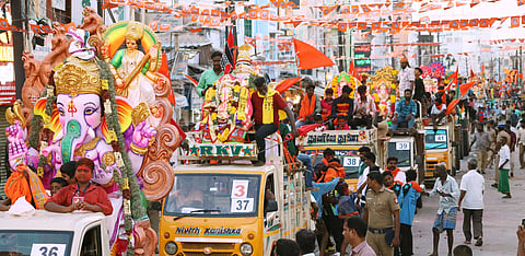 These idols, which will be immersed on September 15, should be taken in procession along 17 designated routes. 