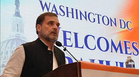 LoP in Lok Sabha and Congress MP Rahul Gandhi addresses the Indian Diaspora, in Washington DC, USA, Tuesday, Sept 10, 2024. 
