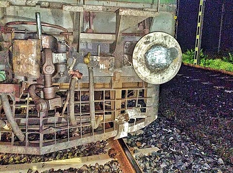 The engine of a loaded goods train stuck after an attempt was made to derail it by putting two cement blocks on tracks of the Western Dedicated Freight Corridor in Ajmer according to officials.