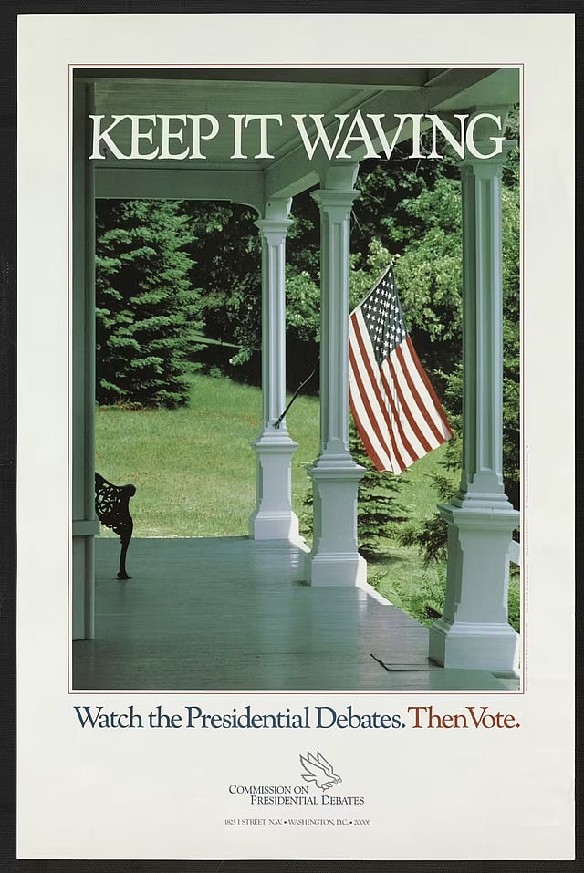 The Commission on Presidential Debates produced this poster to encourage watching the debates and voting. Smithsonian National Museum of American History