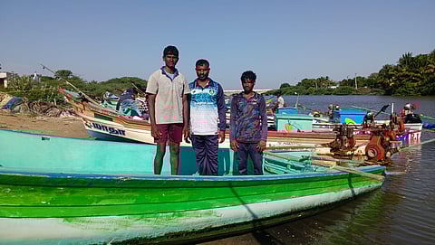 The fishers who were rammed and injured by Sri Lankan naval craft on Tuesday.