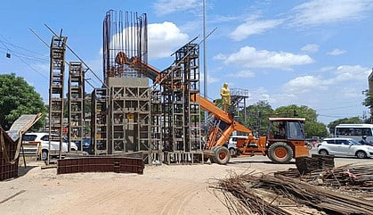 Goripalayam flyover bridge works under progress