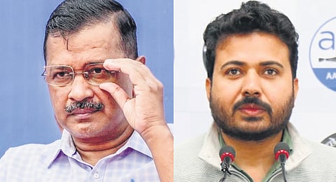 Arvind Kejriwal (L) Durgesh Pathak (R)