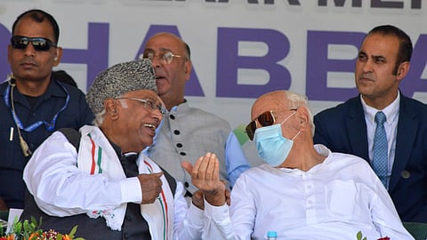 Congress President Mallikarjun Kharge and Jammu and Kashmir National Conference (JKNC) President Farooq Abdullah