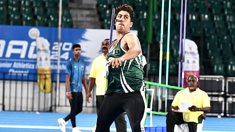 Mohammad Billal Afridi in action during South Asian Junior Athletics Championship in Chennai
