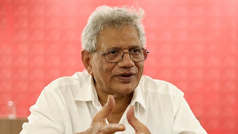 CPM general secretary Sitaram Yechury interacting with TNIE - 