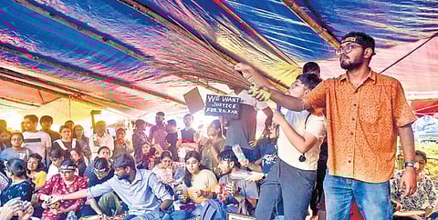 A sit-in demonstration of junior doctors