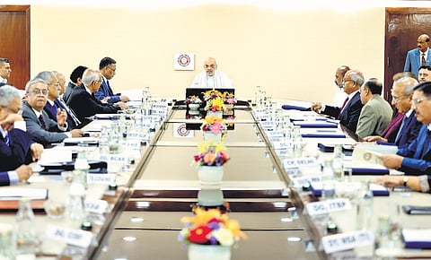 Home Minister Amit Shah chairs the concluding session of the two-day National Security Strategies/NSS Conference-2024 in New Delhi.