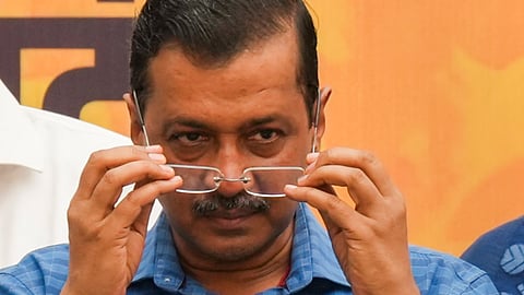 Delhi Chief Minister Arvind Kejriwal during AAP workers' meeting, in New Delhi, Sunday, Sept. 15, 2024.