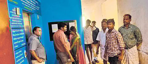 The block houses a total of 480 units, and women and senior citizens collecting drinking water from lorries are forced to use the stairs