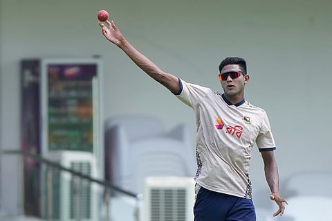 Bangladesh's Nahid Rana participates in a training session ahead of their first Test against India in Chennai on Monday 