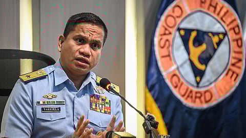 Commodore Jay Tarriela, Philippine Coast Guard spokesperson for the South China Sea, speaks during a press conference in Manila on September 16, 2024.