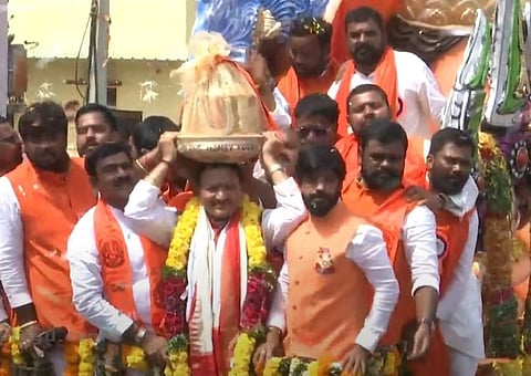 The famous "Balapur Ganesh Laddu" was auctioned for a record-breaking Rs 30.01 lakh and was won by Kolan Shanker Reddy.