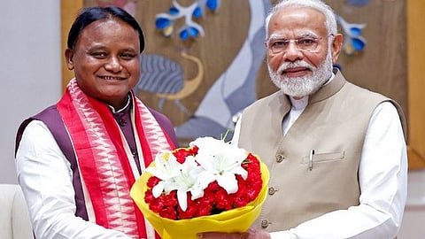 Odisha CM Majhi with Prime Minister Narendra Modi.