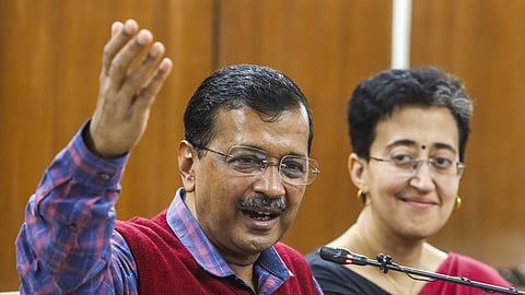 Former CM Arvind Kejriwal with Delhi Chief Minister Atishi Singh 