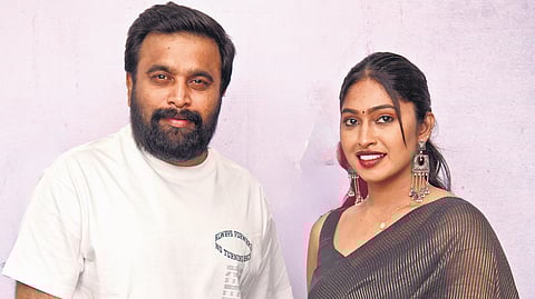 Actor Sasikumar along with Suruthi Periyasamy