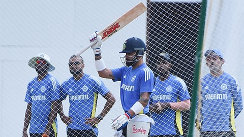 Virat Kohli during a practice session ahead of the first test cricket match between India and Bangladesh, at M. A. Chidambaram Stadium, in Chennai.