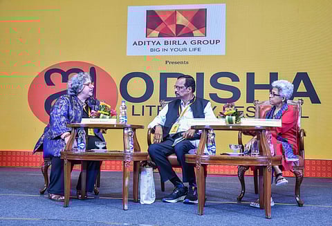 Kaveree Bamzai speaks to Sachidananda Mohanty, Academic, Critic and Cultural Historian and Sampurna Chattarji, Poet, Novelist and Translator during the session Jayanta Mahapatra: A Tribute, at Odisha Literary Festival in Bhubaneswar.