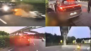 Visuals from an action camera mounted on the motorcycle of Garg's friend show the victim taking a slight turn when the SUV suddenly appears from the wrong side and collides head-on with his motorcycle.