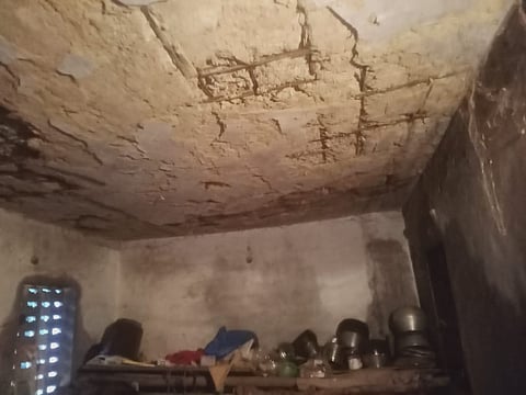 A worn-out roof of a dwelling used by the Kuravar community