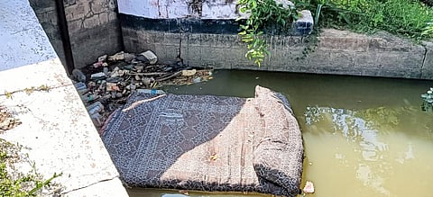Waste including a floating bed clogs a part of the Grand Anicut canal leading to Kalakamangalam tank in the Nagudi division
