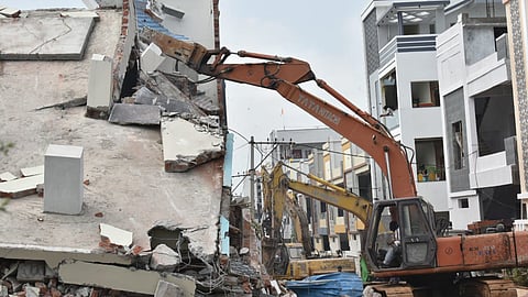 HYDRAA Demolitions at Ameenpur lake in Hyderabad on Sunday