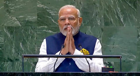 PM Modi speaks at the Summit of the Future at the UN General Assembly (Photo | PTI)